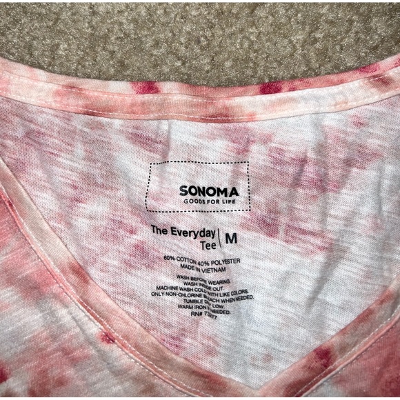 NWOT Sonoma Everyday Tee Red & Pink Tie Dye Shirt size M Very Pretty - Picture 7 of 7